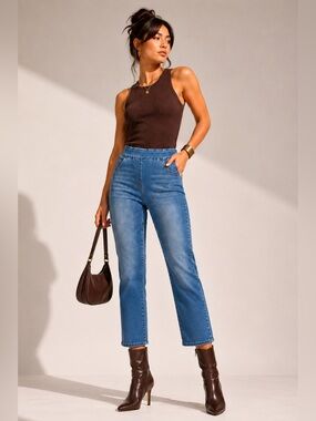 R Jeans Pull-On Slim Straight Stretch Denim Jeans Size 30 Comfort Fit